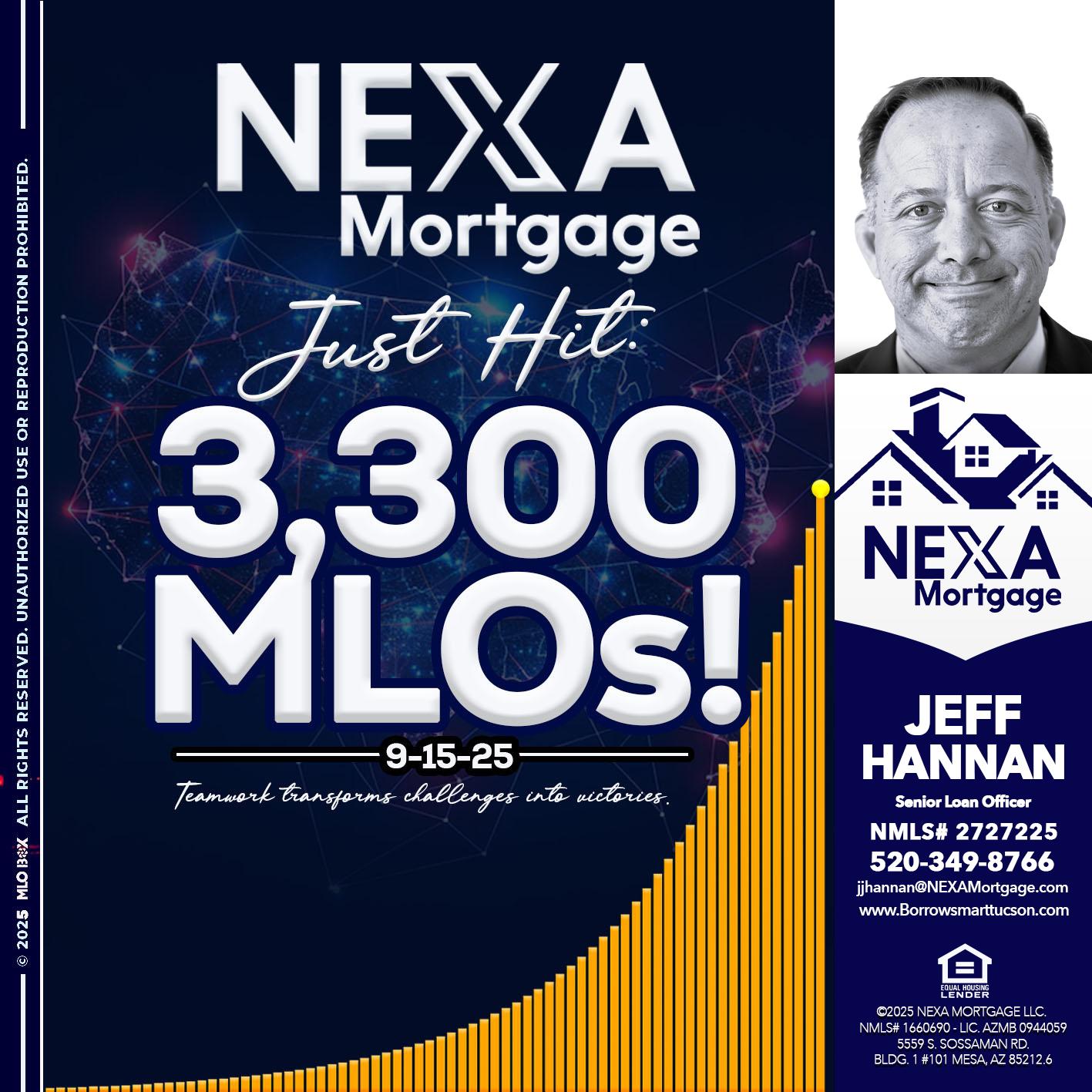 NEXA JUST HIT 3300 MLOS - Jeff Hannan -Senior Loan Officer