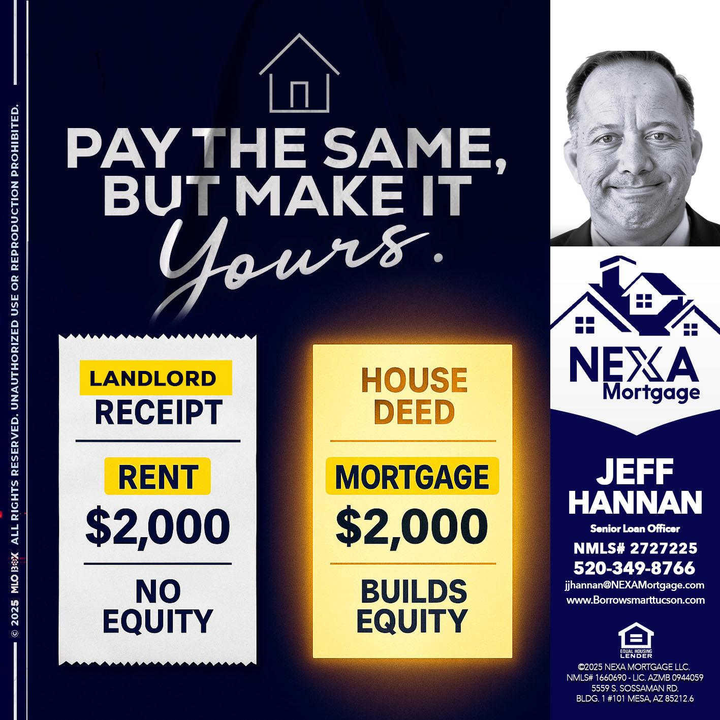 pay the same - Jeff Hannan -Senior Loan Officer