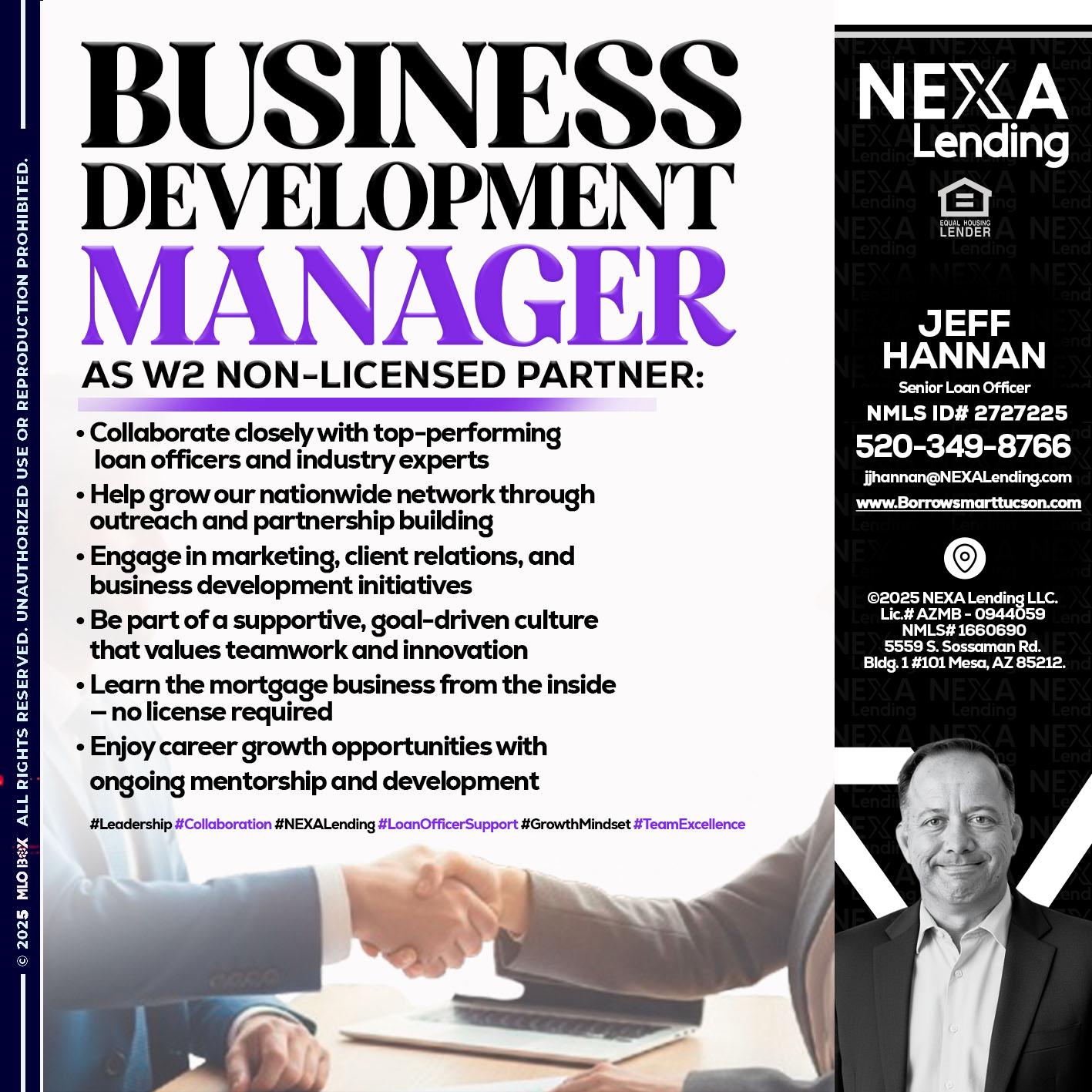 business development - Jeff Hannan -Senior Loan Officer