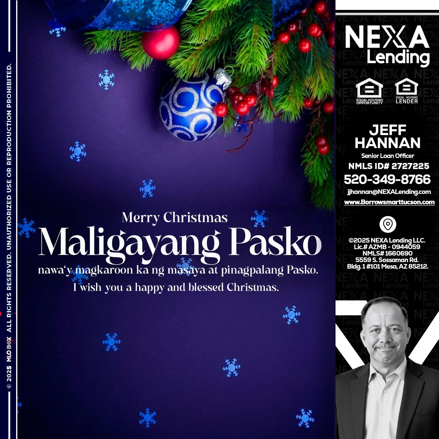 Maligayang Pasko - Jeff Hannan -Senior Loan Officer