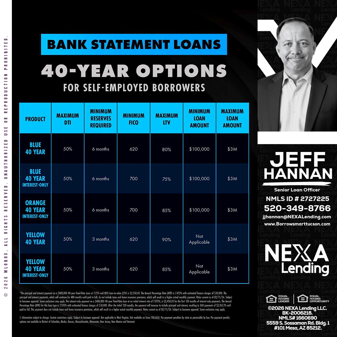 40 YR. OPTIONS - Jeff Hannan -Senior Loan Officer