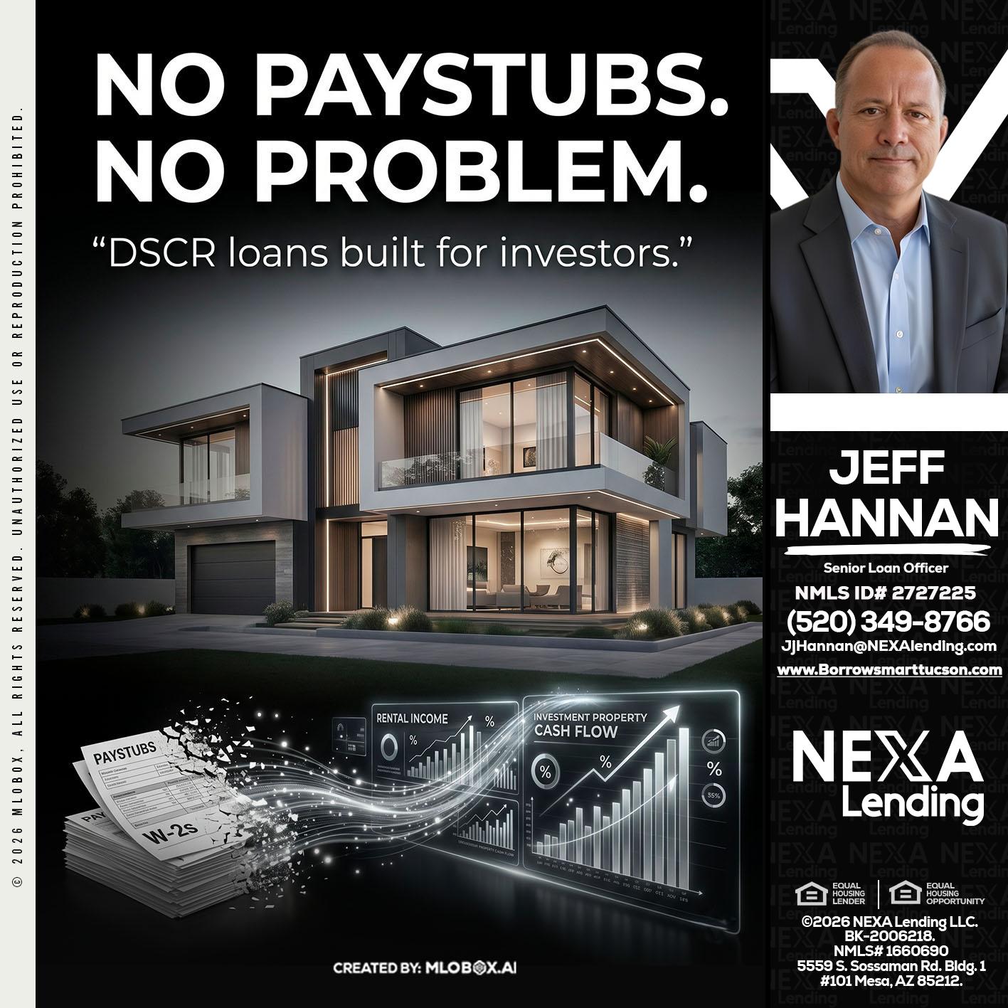 no paystub - Jeff Hannan -Senior Loan Officer